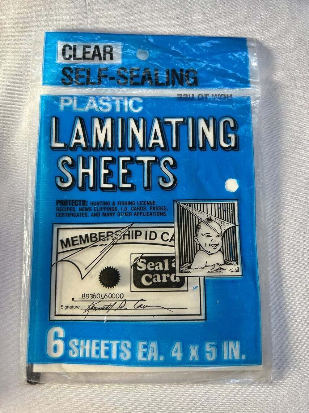 Seal-A-Card Self-Sealing Laminating Sheets 4 x 5 in, 6 Sheets, 64521 NOS